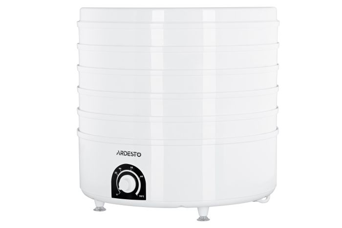 Сушарка для продуктів  Ardesto , 520Вт, піддонів -5x4см, діаметр-38,5см, макс-70°С, рег.темп, пластик , білий ARDESTO FDB-5385