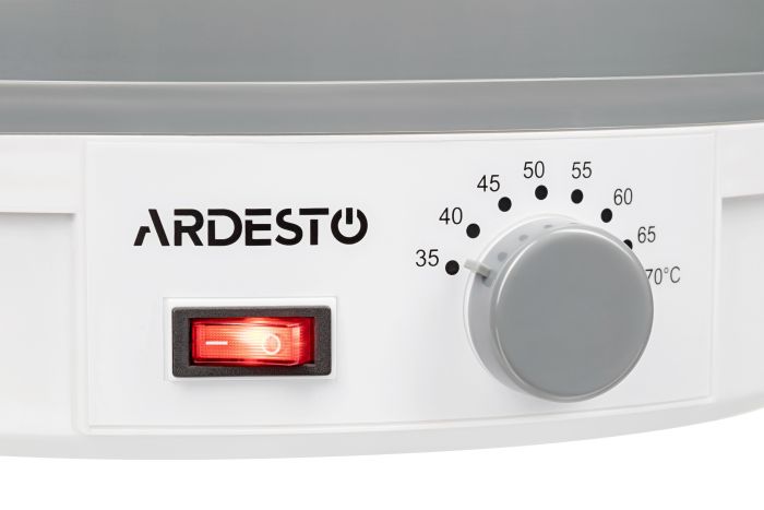 Сушка для продуктов  Ardesto , 245Вт, поддонов -5x3см, диаметр-32см, макс-70°С, рег.темп, пластик, белый ARDESTO FDB-5320