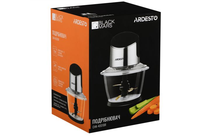 Подрібнювач  ARDESTO, 400Вт, чаша-1000мл, скло, корпус-пластик/метал, чорно-сріблястий