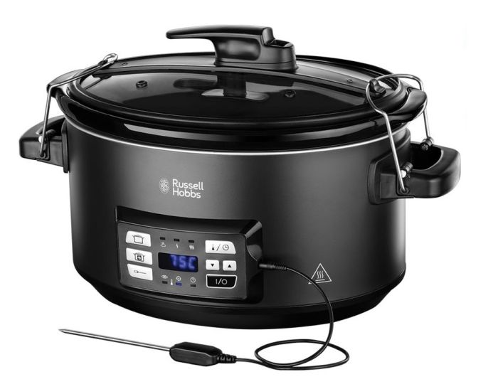 Повільноварка Russell Hobbs SouseVide, 350Вт, чаша-6.5л, електронне керув., 2 щупи, вакууматор, нерж. сталь, чорний