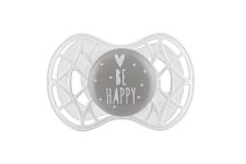 Пустышка Nuvita 7084 Air55 Cool ортодонтическая 6m+ "BE HAPPY" жемчужно-серая