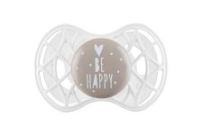 Пустышка Nuvita 7085 Air55 Cool симметрическая 6m+ "BE HAPPY" жемчужно-серая