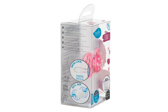 Пустышка Nuvita 7085 Air55 Cool симметрическая 6m+ "сердечки" розовая