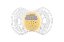 Пустышка Nuvita 7085 Air55 Cool симметрическая 6m+ "LOVE" желто-серая