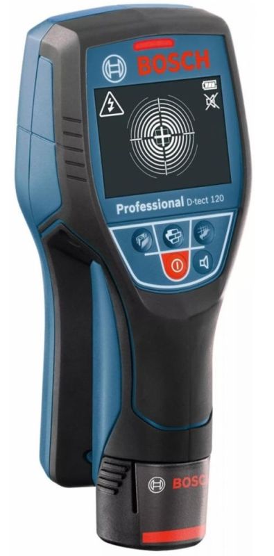 Детектор акумуляторний Bosch Professional D-tect 120, 12В, акб 1.5А·год, до120мм, ±10мм, L-BOXX 136, 0.5кг