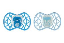 Пустышка Nuvita 7086 Air55 Explorer ортодонтическая 6m+ светящаяся в темноте (собачка, лиса) 2шт