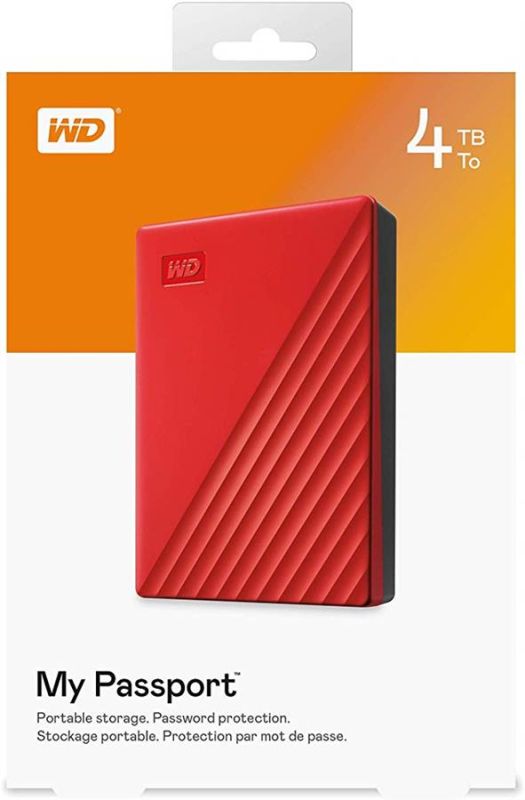 Портативний жорсткий диск WD 4TB USB 3.2 Gen 1 My Passport Червоний