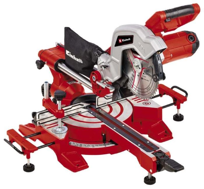 Пила торцовочная Einhell TC-SM 216 с протяжкой, 1600Вт, диск 216мм, длина реза 305мм, 12.5кг