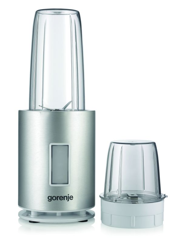 Блендер Gorenje стационарный 1200Вт, чаша-1000мл, измельчитель, серебристый