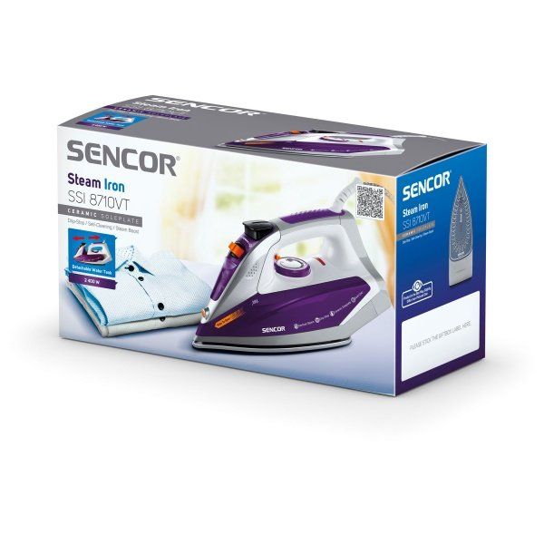 Утюг Sencor, 2400Вт, 200мл, паровой удар -120гр, постоянный пар - 25гр, Anti-calc, керам. подошва, фиолетовый