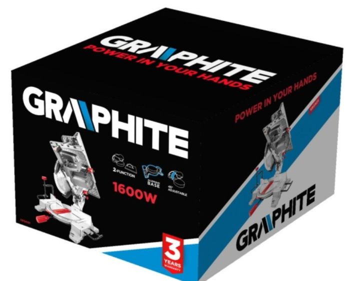 Пила дискова Graphite 1600Вт диск 254x30мм 0-45° 4800об/хв