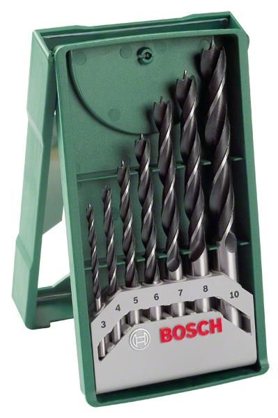 Набор сверл по дереву Bosch, 7шт, 3-10мм, кейс