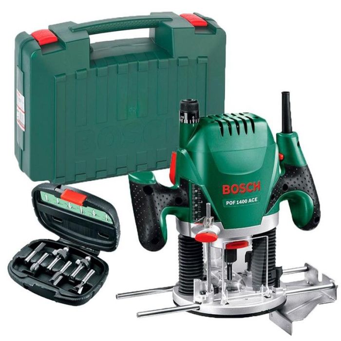 Фрезер Bosch POF 1400, 1400Вт, цанга 6 та 8мм, 11000-28000об/мин, + 6 фрез, 3кг