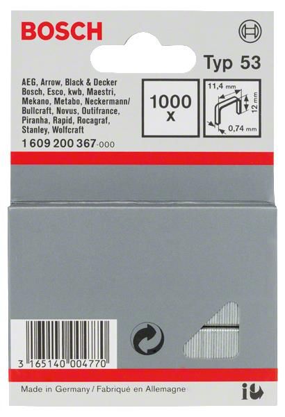 Скоби Bosch Professional тип 53, 12мм, 1000шт