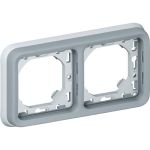 Суппорт с рамкой для встроенного монтажа Legrand Plexo, 2 поста, горизонтальная установка, серый
