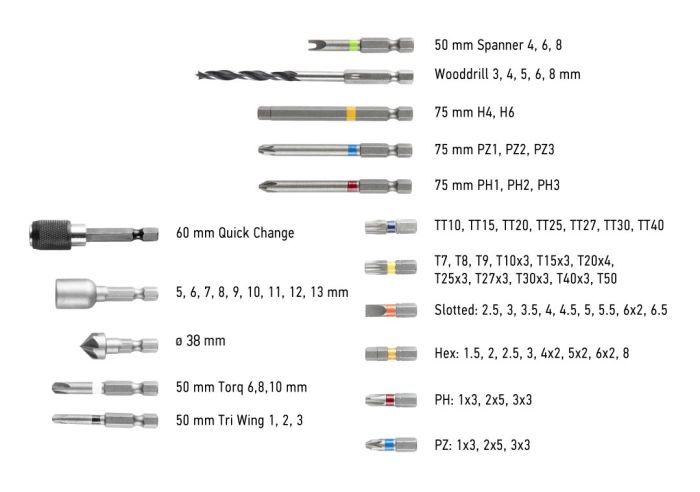 Шуруповерт-дрель аккумуляторный GRAPHITE Energy+, 18В 2х2.0Ач, 44Нм, 350-1250об/мин, набор 109шт аксессуаров, кейс, 7.35кг