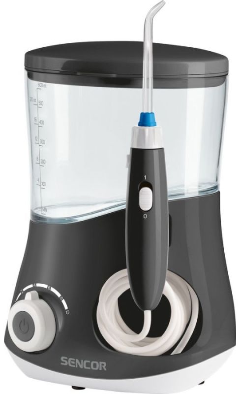 Ирригатор Sencor стационарный, чаша 600 мл, от сети , 4 насадки, черный