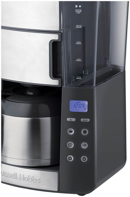 Кавоварка Russell Hobbs крапельна Grind and Brew 1л, мелена, LED-дисплей, сріблясто-чорний