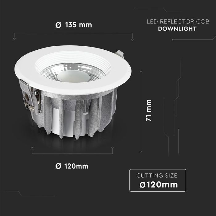 Світильник точковий LED V-TAC SKU-1272 10Вт 1200Лм 6400K 130мм білий