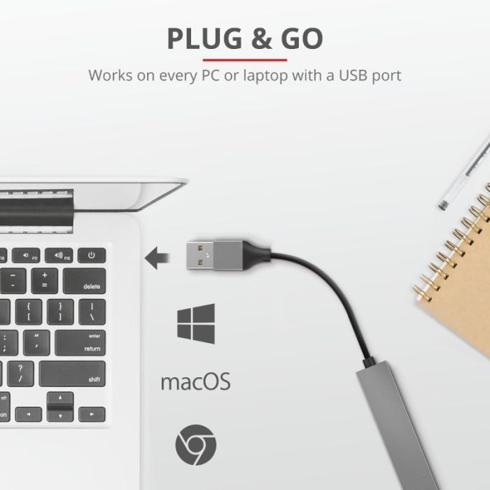 Хаб Trust Halyx USB-A > 4xUSB-А, Алюминий, 0.1м, Серый
