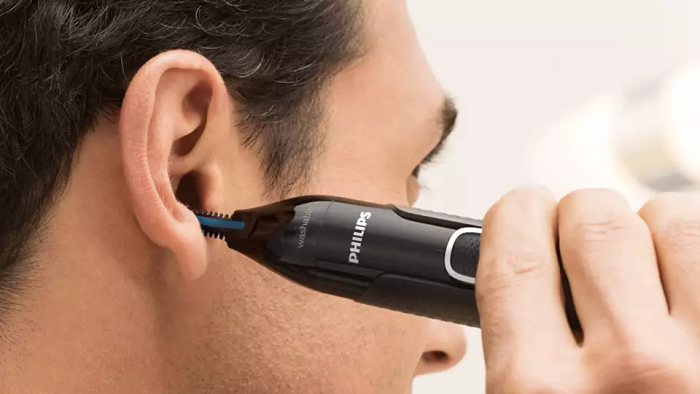 Триммер Philips Series 5000 для бороды, усов, окантовки,бровей, носа и ушей, 1хАА, насадок-4, чехол, сталь, черный