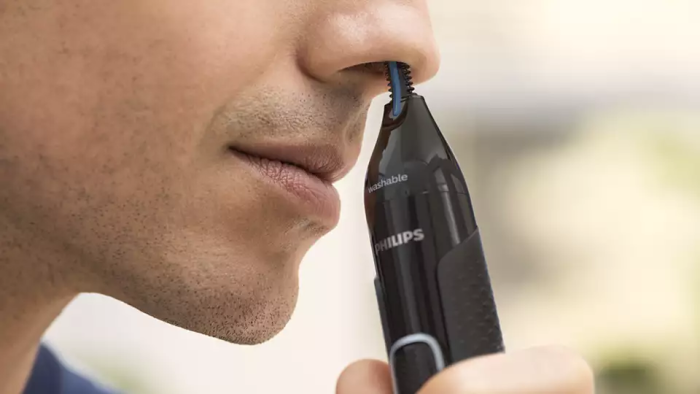 Триммер Philips Series 5000 для бороды, усов, окантовки,бровей, носа и ушей, 1хАА, насадок-4, чехол, сталь, черный
