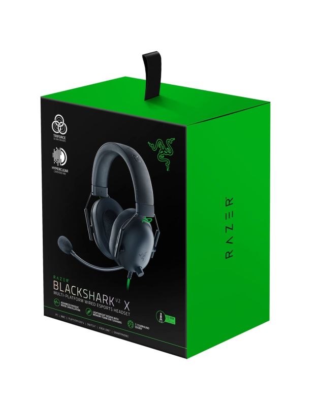 Гарнитура игровая Razer BlackShark V2 X, 7.1, mini-jack, 1.3м, чёрный