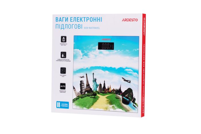 Весы Ardesto напольные Travel, 150кг, AAAx2 в компл, стекло, многоцветные