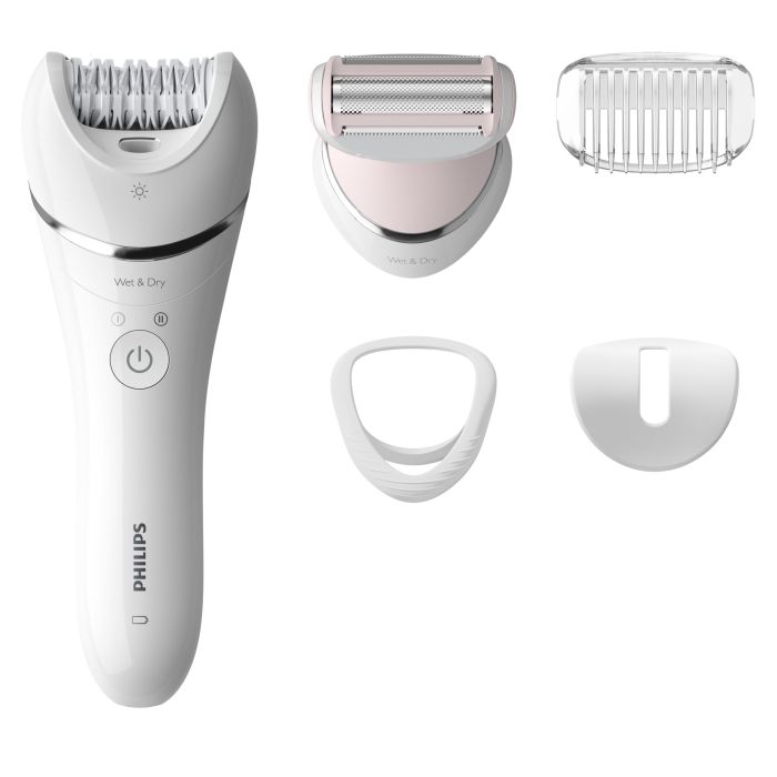 Епілятор Philips 8000 series дисковий, акумуляторний , пінцет.-32, волог.+сух., насадок-4, з підсвіткою, білий