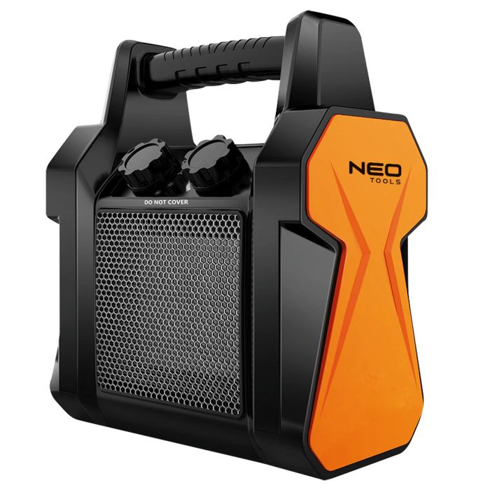 Тепловая пушка электрическая Neo Tools, 2кВт, 20м кв, 139м куб/ч, керамический нагрев. элемент (PTC), переносная, чёрный