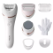 Эпилятор  Philips Epilator Series 8000 дисковый, аккумуляторный, пинцет.-32, влаж.+сух., насадок-5, бело-розовый