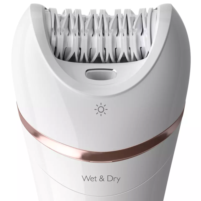 Эпилятор  Philips Epilator Series 8000 дисковый, аккумуляторный, пинцет.-32, влаж.+сух., насадок-5, бело-розовый