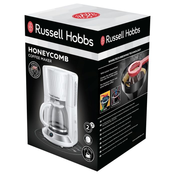 Кофеварка Russell Hobbs капельная Honeycomb 1.25л, молотый, белый