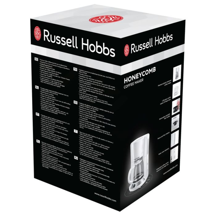 Кофеварка Russell Hobbs капельная Honeycomb 1.25л, молотый, белый