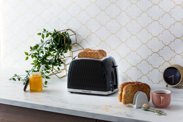 Тостер Russell Hobbs Honeycomb 850Вт, широкі слоти, пластик, чорний