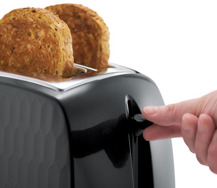 Тостер Russell Hobbs Honeycomb 850Вт, широкі слоти, пластик, чорний