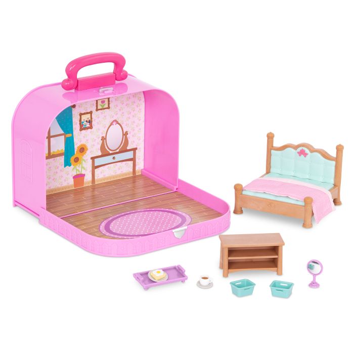 Игровой набор Li'l Woodzeez Кейс, спальня с аксессуарами,  фиолетовый