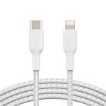 Кабель USB-C > Lightning заряджання/синхронізації Belkin 1м, 30Вт, Type-C, плетений, білий