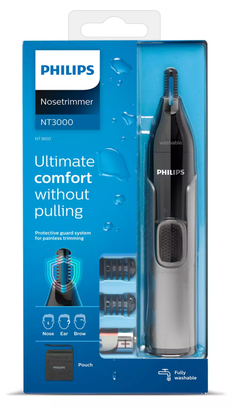 Триммер Philips Series 3000 для бровей, носа и ушей, 1хАА, насадок-2, сталь, черный