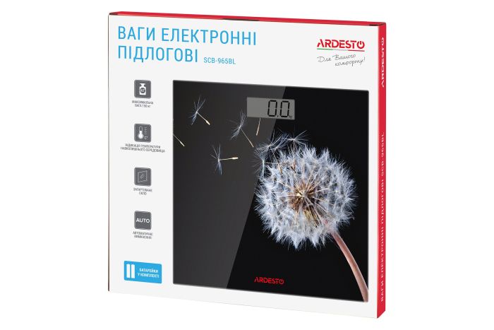 Ваги Ardesto підлогові BL, 150кг, AAAx2 в комплекті, скло, багатокольорові