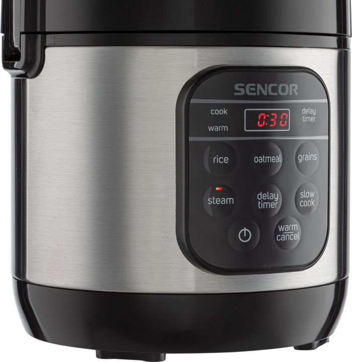 Рисоварка Sencor 350Вт, чаша-0.6л, 8 программ, алюминий, нерж.сталь, пластик, серо-черный
