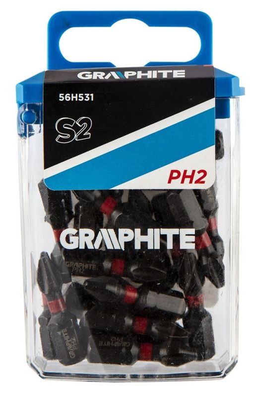Биты GRAPHITE, набор 20шт, 1/4", ударные, PH2x25мм, сталь S2