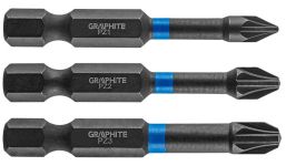 Біти GRAPHITE, набір 3шт, 1/4", ударні, PZ, 50мм, сталь S2