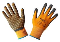 Перчатки рабочие Neo Tools, нитриловое покрытие, нитриловые точки, нейлон, р.9, оранжевый