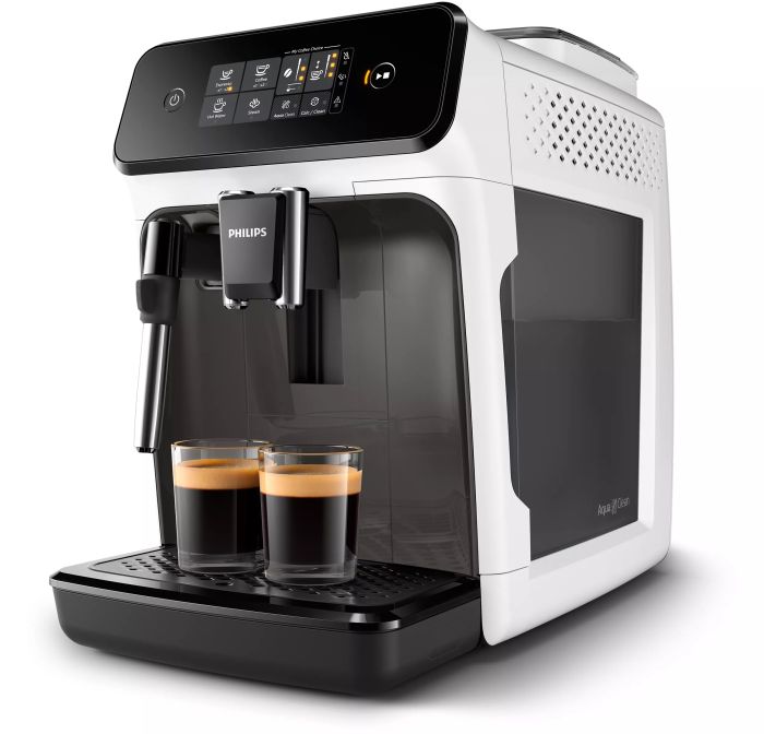Кофемашина Philips Series 1200 1.8л, зерно + молоко, ручной капучинатор, авторецептов - 2, бело - черный