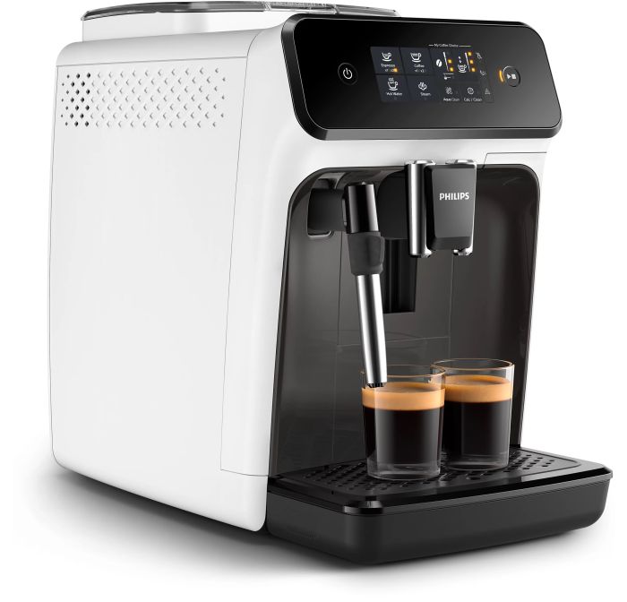 Кофемашина Philips Series 1200 1.8л, зерно + молоко, ручной капучинатор, авторецептов - 2, бело - черный