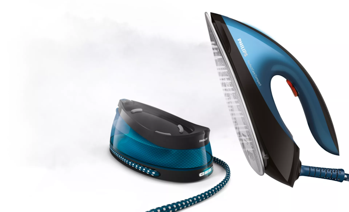 Праска-парогенератор Philips PerfectCare Compact, 2400Вт, 1500мл, паровий удар -420гр, постійна пара - 120гр, керам. підошва, синій