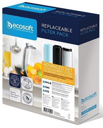 Комплект картриджей Ecosoft 1-2-3 улучшенный (2 угольных картриджа+полипропилен)