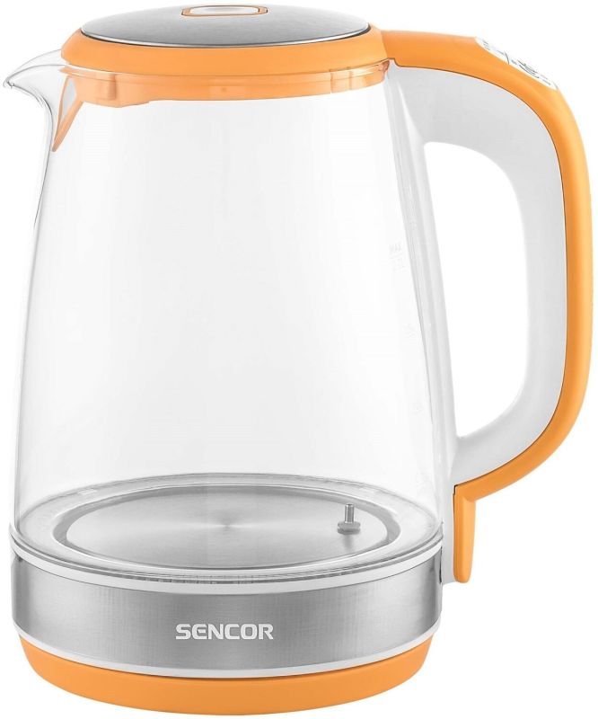 Електрочайник Sencor 2л, Strix, скло, 5 темп.реж, помаранчевий