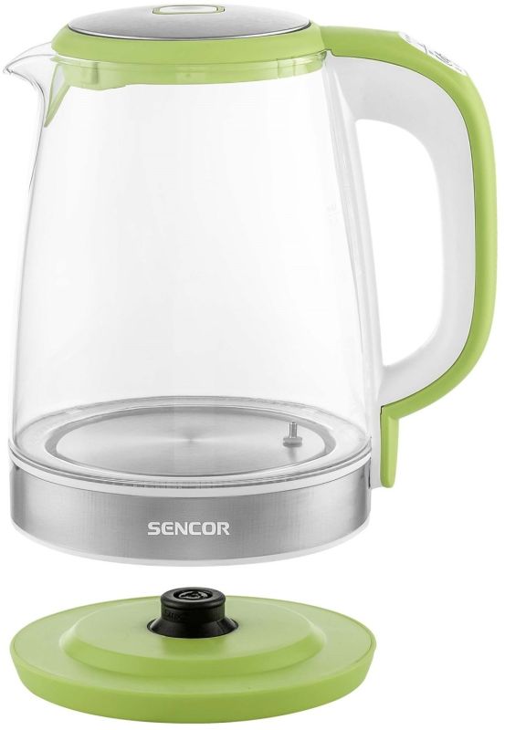 Электрочайник Sencor 2л, Strix, стекло, 5 темп.реж, салатовый